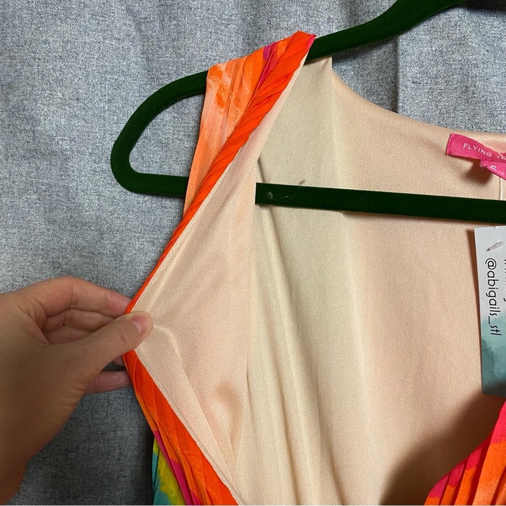 CLEARANCE Rainbow Maxi Dress Pleated Sleeveless Flying Tomato SIZE SMALL - Picture 9 of 12